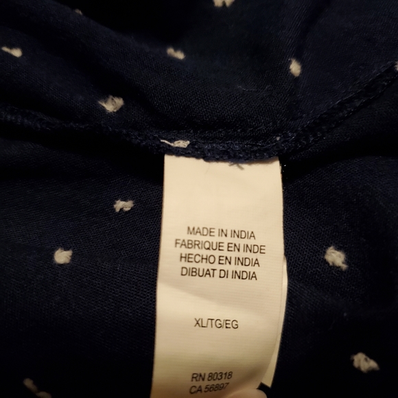 Lucky Brand navy blue with white polka dots top - Picture 4 of 5